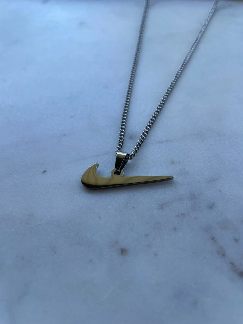 Silver Nike Necklace - Thin Chain - 20" - Y2K